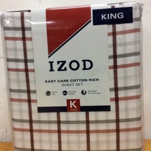 New Izod King size sheet set Carter Plaid